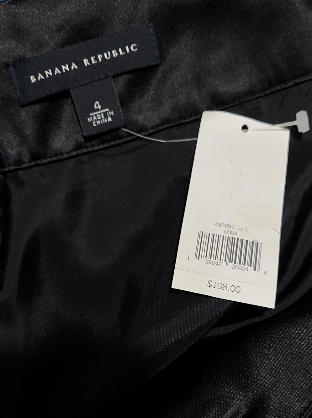 NWT Banana Republic Black Silk Blend Satin A-Line Midi Skirt Sz 4 - Picture 5 of 6